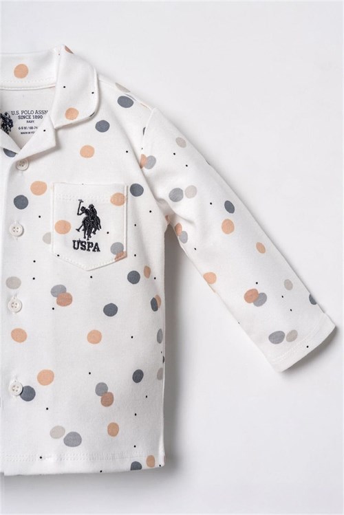 U.S Polo Assn Erkek Bebek Gömlek Pijama Takımı Beyaz USB3107