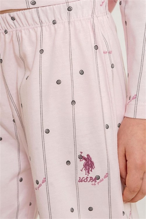 U.S Polo Assn Kız Çocuk Gömlek Pijama Takımı Pembe US2726-G