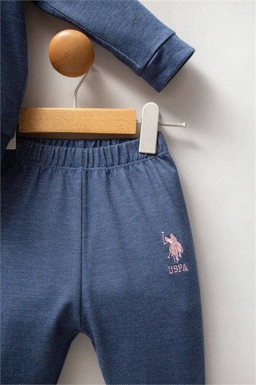 U.S Polo Assn Kız Bebek 3lü Kapüşonlu Ceket Takım Mavi USB2778