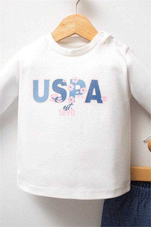 U.S Polo Assn Kız Bebek 3lü Kapüşonlu Ceket Takım Mavi USB2778