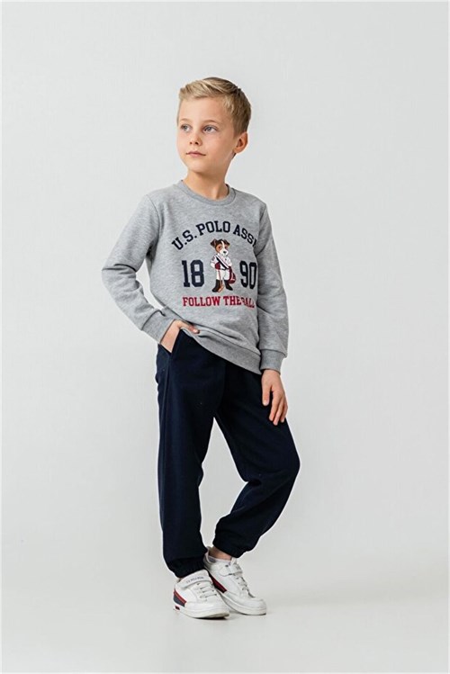 U.S Polo Assn Erkek Çocuk Baskılı Eşofman Takımı Gri US2632-G