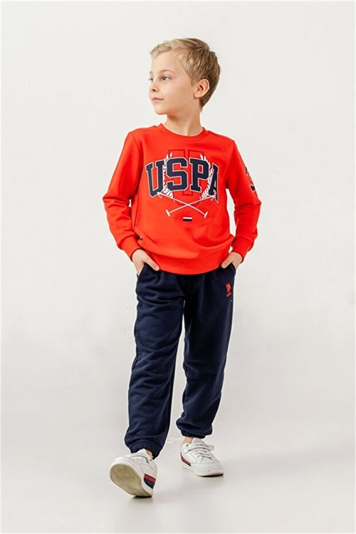 U.S Polo Assn Erkek Çocuk Baskılı Eşofman Takımı Kırmızı US2618-4