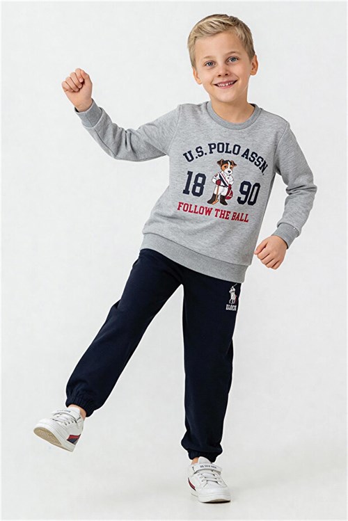 U.S Polo Assn Erkek Çocuk Baskılı Eşofman Takımı Gri US2632-G