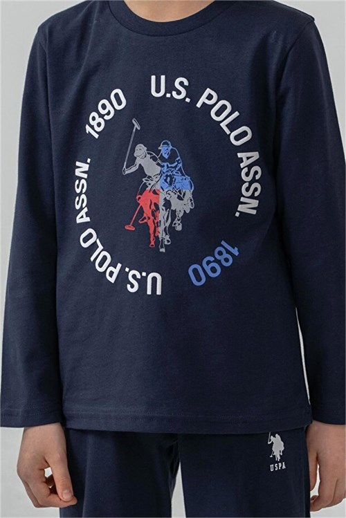 U.S Polo Assn Erkek Çocuk Baskılı Pijama Takımı Lacivert US2638-G