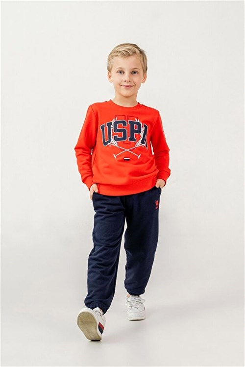 U.S Polo Assn Erkek Çocuk Baskılı Eşofman Takımı Kırmızı US2618-4