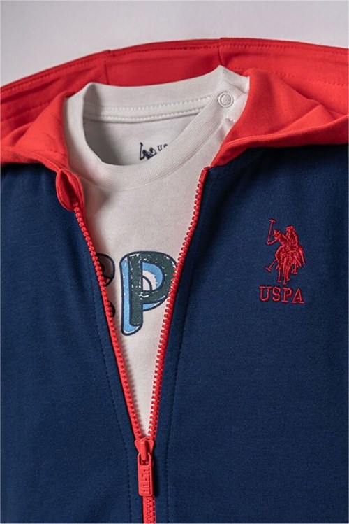 U.S Polo Assn Erkek Bebek 3lü Kapüşonlu Ceket Takım Lacivert USB3171