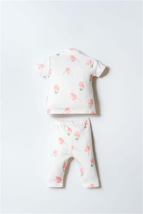 U.S Polo Assn. Kız Bebek Gömlek Pijama Takım Pudra USB2988