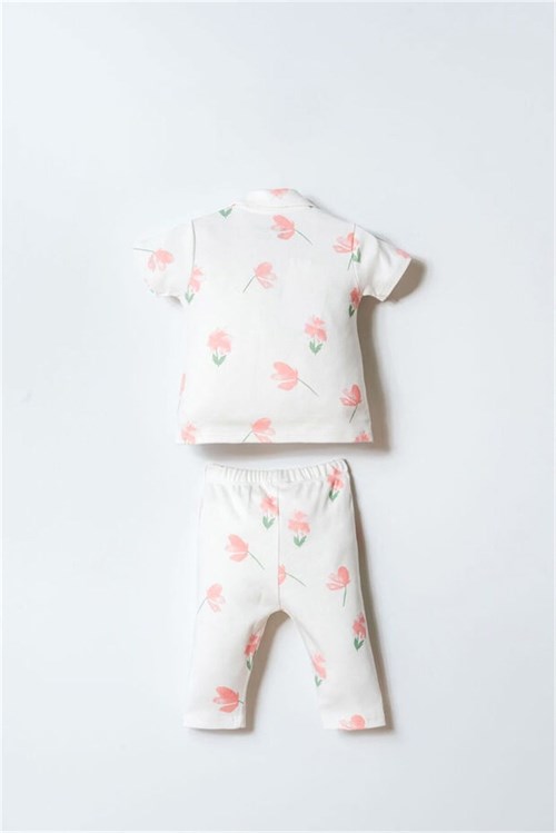 U.S Polo Assn. Kız Bebek Gömlek Pijama Takım Pudra USB2988