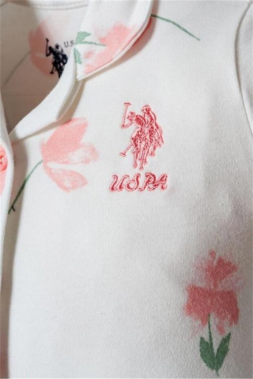 U.S Polo Assn. Kız Bebek Gömlek Pijama Takım Pudra USB2988
