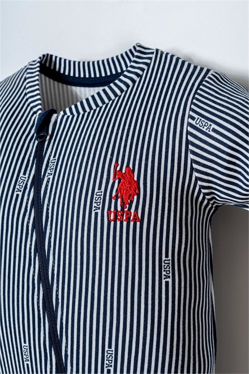 U.S Polo Assn. Erkek  Bebek Çizgili Patikli Tulum Lacivert USB2862