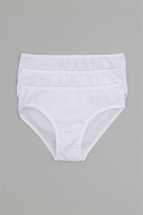 U.S. Polo Assn. Kız Çocuk 3lü Slip Külot Set Beyaz US1675