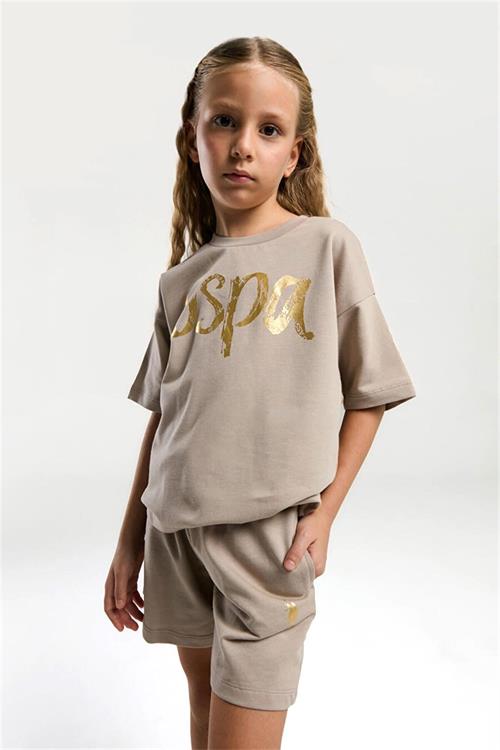 U.S. Polo Assn. Kız Çocuk Tişört Şort Takım Kum US2082-4