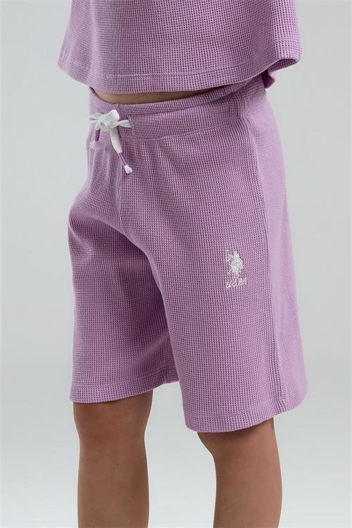 U.S. Polo Assn. Kız Çocuk Bermuda Tişört Şort Takım Mauve US2065-4
