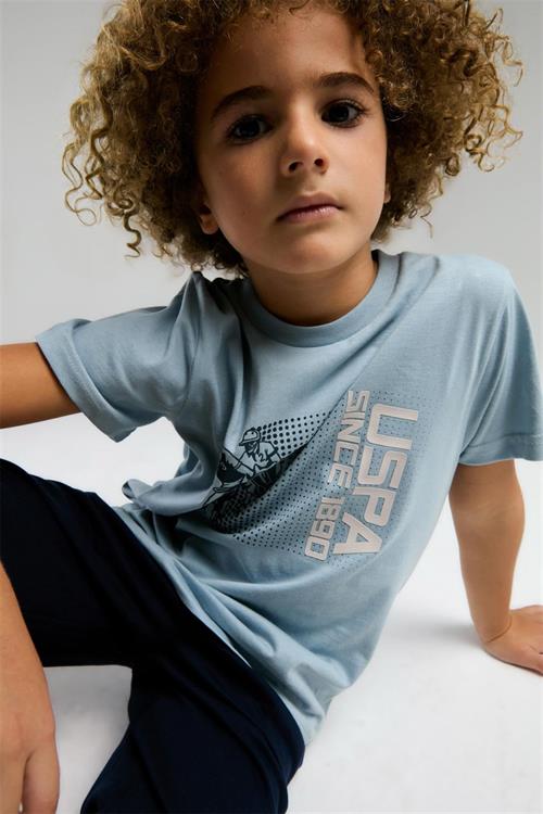 U.S. Polo Assn. Erkek Çocuk Bermuda Tişört Şort Takım Soft Mavi US2025-4