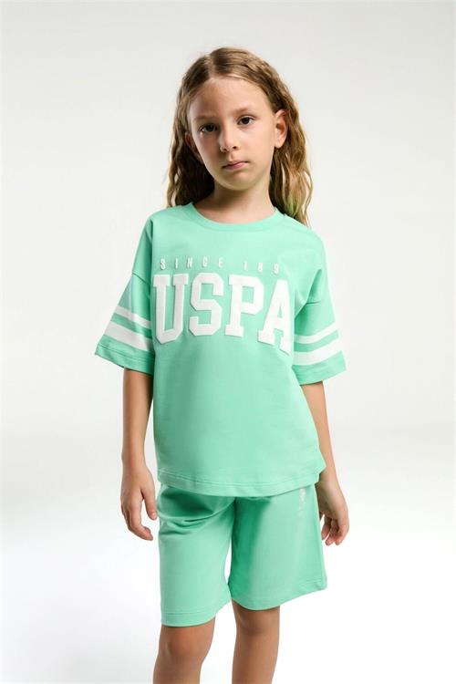 U.S. Polo Assn. Kız Çocuk Bermuda Tişört Şort Takım Bambu US2091-4