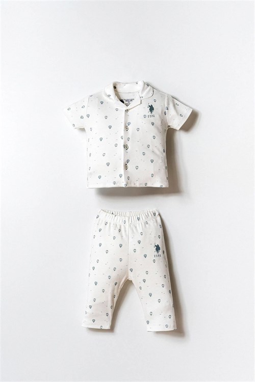 U.S. Polo Assn. Erkek Bebek Gömlek Pijama Takımı Beyaz USB2852