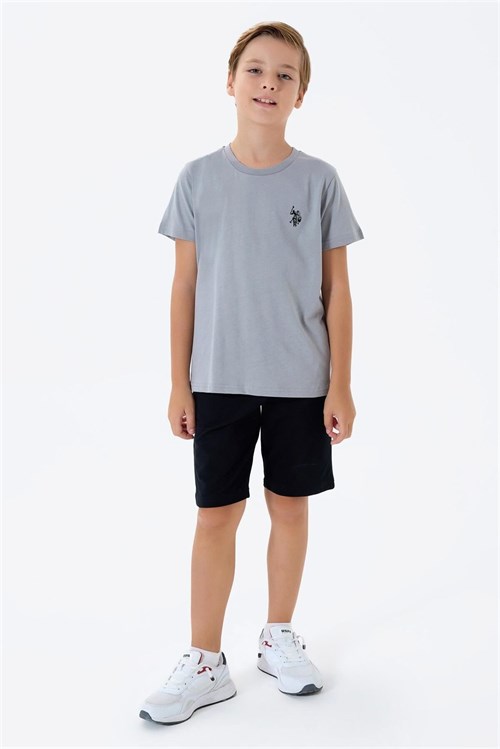 U.S. Polo Assn. Erkek Çocuk Tişört Şort Takım Gri US2427-4
