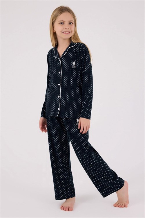 U.S. Polo Assn. Kız Çocuk Gömlek Pijama Takımı Lacivert US2327-G