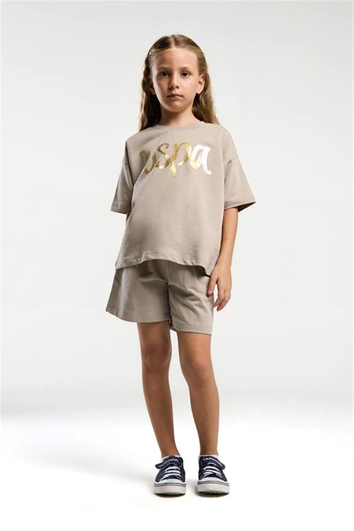 U.S. Polo Assn. Kız Çocuk Tişört Şort Takım Kum US2082-4