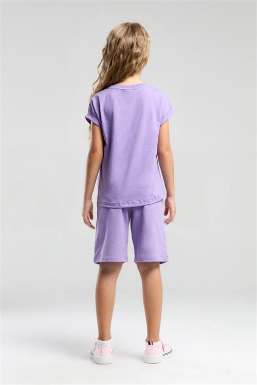 U.S. Polo Assn. Kız Çocuk Bermuda Tişört Şort Takım Koyu Lila US2086-4