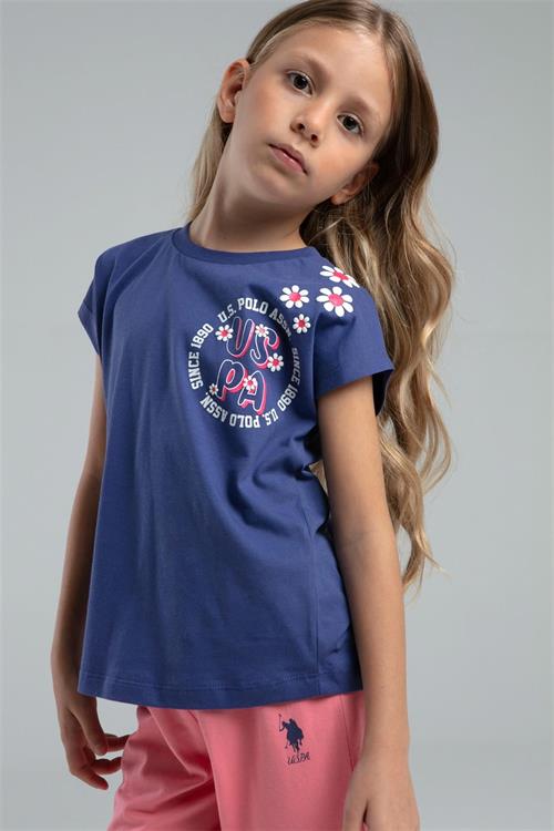 U.S. Polo Assn. Kız Çocuk Tişört Kapri Takım Koyu İndigo US2068-G