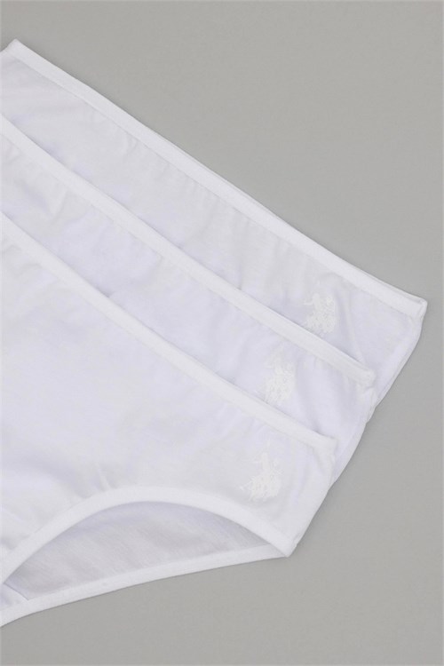 U.S. Polo Assn. Kız Çocuk 3lü Slip Külot Set Beyaz US1675