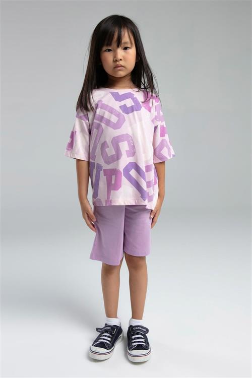 U.S. Polo Assn. Kız Çocuk Bermuda Tişört Şort Takım Toz Pembe US2085-4