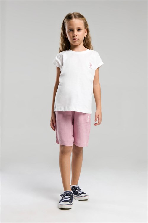 U.S. Polo Assn. Kız Çocuk Bermuda Takım Beyaz US2092-4