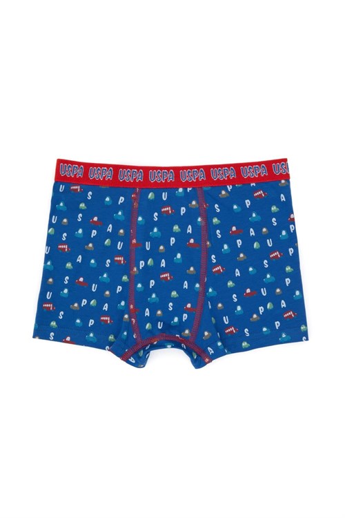 U.S. Polo Assn. Erkek Çocuk Desenli 3lü Boxer Set Cobalt US2247