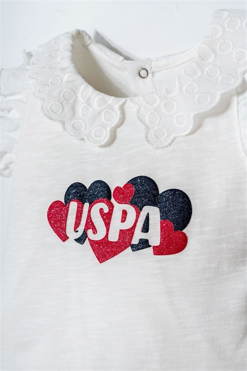 U.S. Polo Assn. Kız Bebek Tişört Pantolon Takım Beyaz USB2970
