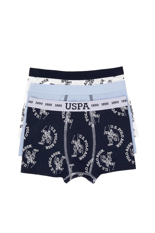 U.S. Polo Assn. Erkek Çocuk Desenli 3lü Boxer Set Renkli US2245