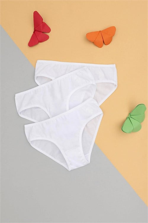 U.S. Polo Assn. Kız Çocuk 3lü Slip Külot Set Beyaz US1675