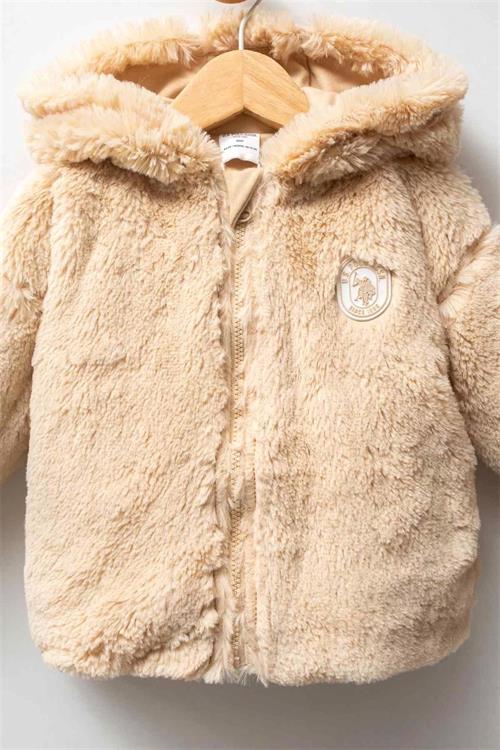 U.S. Polo Assn. Kız Bebek Peluş Mont Bej USB2780