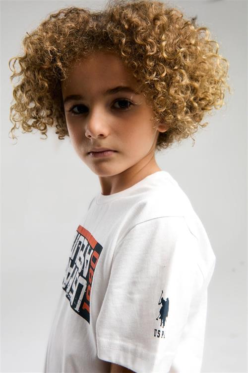 U.S. Polo Assn. Erkek Çocuk Bermuda Tişört Şort Takım Beyaz US2051-4