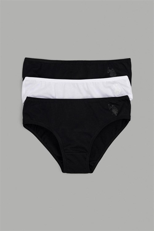 U.S. Polo Assn. Kız Çocuk 3lü Slip Külot Siyah US1677