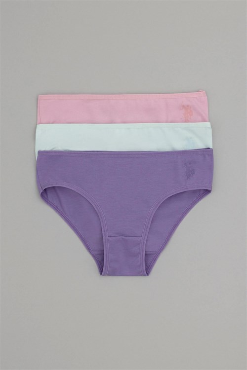 U.S. Polo Assn. Kız Çocuk 3lü Slip Külot Set Açık Nil US1678