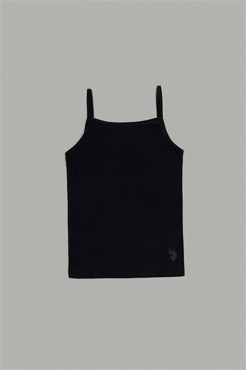 U.S. Polo Assn. Kız Çocuk 2li Basic İnce Askılı Atlet Set Siyah US1672