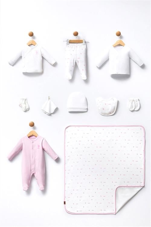 U.S. Polo Assn. Kız Bebek 10lu Hastane Çıkış Seti Beyaz USB2357