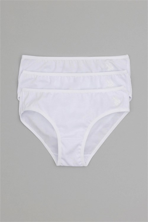 U.S. Polo Assn. Kız Çocuk 3lü Slip Külot Set Beyaz US1675