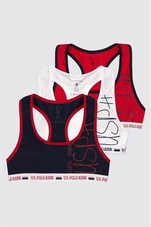 U.S. Polo Assn. Kız Çocuk 3lü Bralet Takım Kırmızı US1681