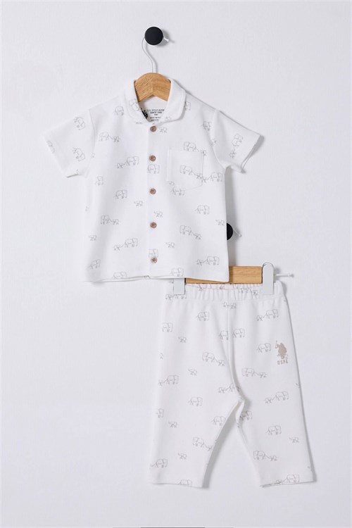 U.S. Polo Assn. Erkek Bebek Pijama Takımı Beyaz USB2329