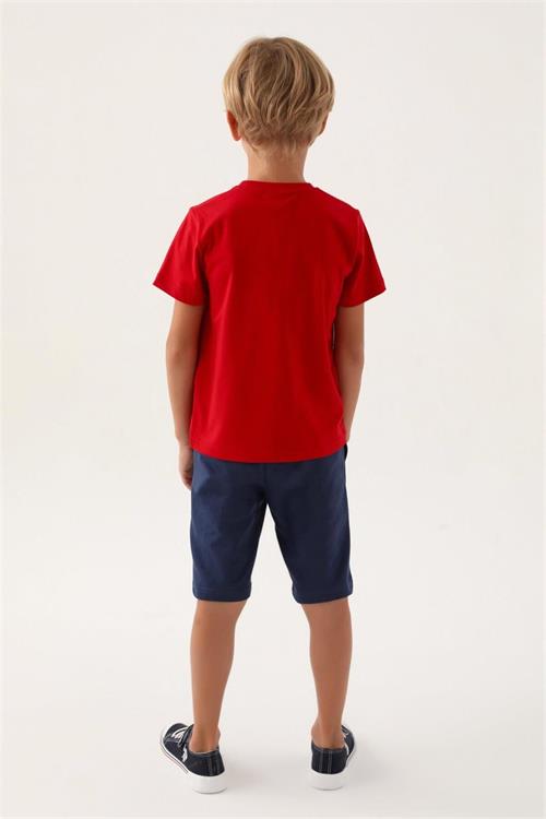 U.S. Polo Assn. Erkek Çocuk Bermuda Tişört Şort Takım Kırmızı US1760-4