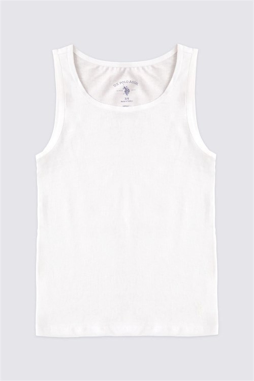 U.S. Polo Assn. Kız Çocuk 2li Basic Kalın Askılı Atlet Set Beyaz US1673