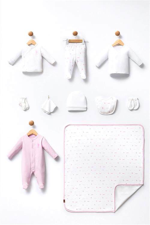 U.S. Polo Assn. Kız Bebek 10lu Hastane Çıkış Seti Beyaz USB2357