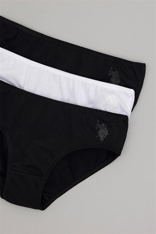 U.S. Polo Assn. Kız Çocuk 3lü Slip Külot Siyah US1677