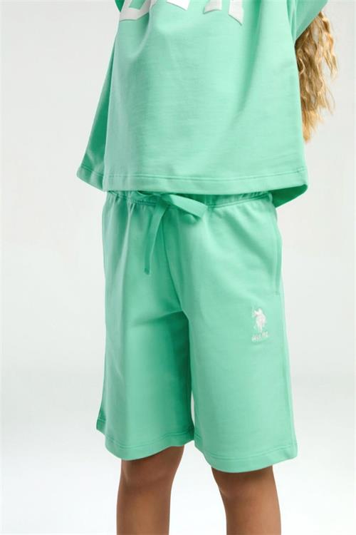 U.S. Polo Assn. Kız Çocuk Bermuda Tişört Şort Takım Bambu US2091-4