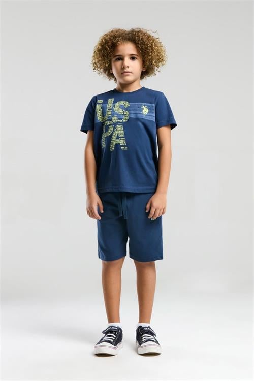 U.S. Polo Assn. Erkek Çocuk Bermuda Tişört Şort Takım Koyu İndigo US2056-4