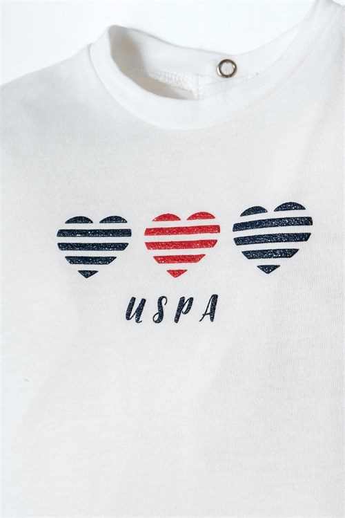 U.S. Polo Assn. Kız Bebek Tişört Şort Takım Beyaz USB2971