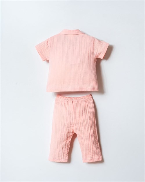 U.S. Polo Assn. Kız Bebek Müslin Gömlek Pijama Takımı Pudra USB2978