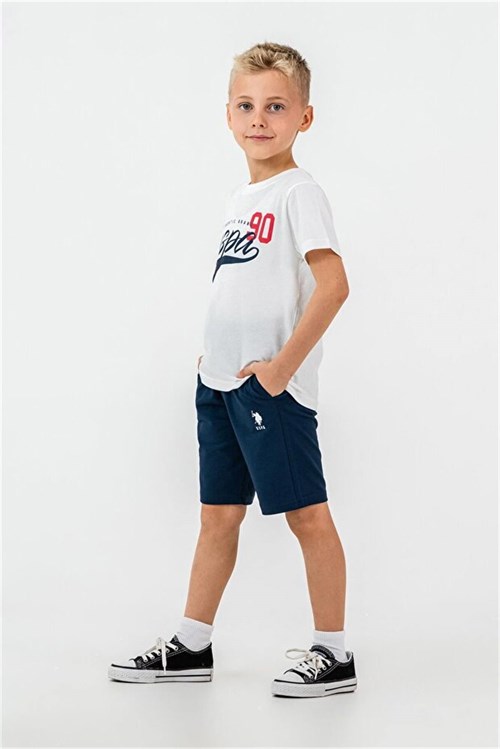 U.S. Polo Assn. Erkek Çocuk Bermuda Takım Beyaz USB2431-4